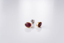 Load image into Gallery viewer, The Untitled Rowan Stud Earrings made exclusively for Untitled by Leo and Lynn Jewelry feature an organic oral bezel so the metal outlines the resin. Studs are gold plated with surgical steel ear clutches and are nickel free.