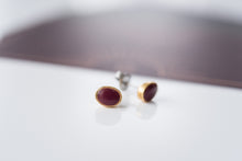 Load image into Gallery viewer, The Untitled Rowan Stud Earrings made exclusively for Untitled by Leo and Lynn Jewelry feature an organic oral bezel so the metal outlines the resin. Studs are gold plated with surgical steel ear clutches and are nickel free.