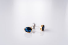 Load image into Gallery viewer, The Untitled Rowan Stud Earrings made exclusively for Untitled by Leo and Lynn Jewelry feature an organic oral bezel so the metal outlines the resin. Studs are gold plated with surgical steel ear clutches and are nickel free.