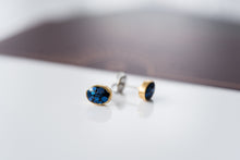 Load image into Gallery viewer, The Untitled Rowan Stud Earrings made exclusively for Untitled by Leo and Lynn Jewelry feature an organic oral bezel so the metal outlines the resin. Studs are gold plated with surgical steel ear clutches and are nickel free.