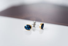 Load image into Gallery viewer, The Untitled Rowan Stud Earrings made exclusively for Untitled by Leo and Lynn Jewelry feature an organic oral bezel so the metal outlines the resin. Studs are gold plated with surgical steel ear clutches and are nickel free.
